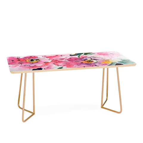 Ginette Fine Art Pink Camellias Coffee Table