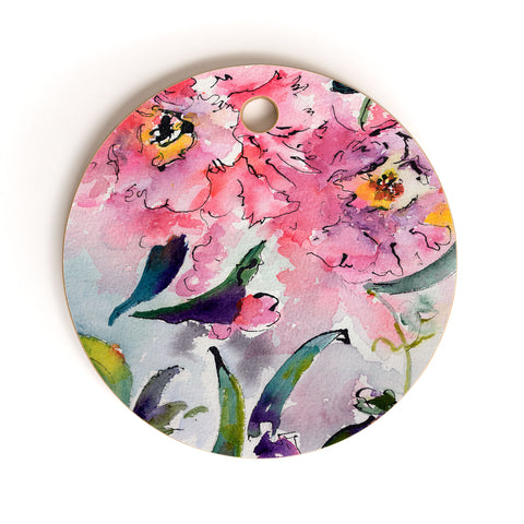 Ginette Fine Art Pink Camellias Cutting Board Round