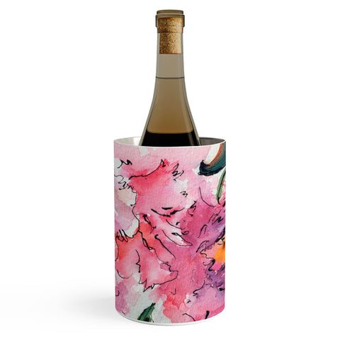 Ginette Fine Art Pink Camellias Wine Chiller