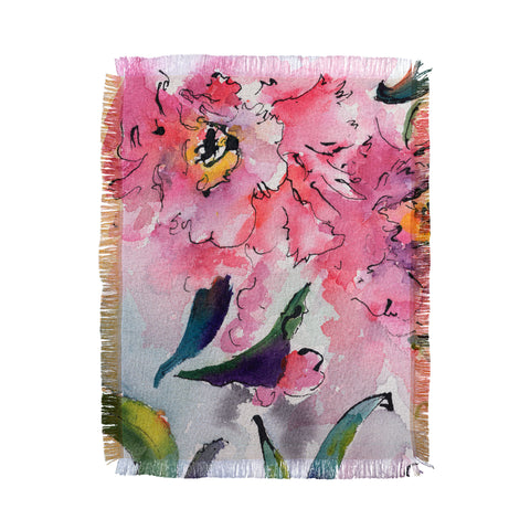 Ginette Fine Art Pink Camellias Throw Blanket