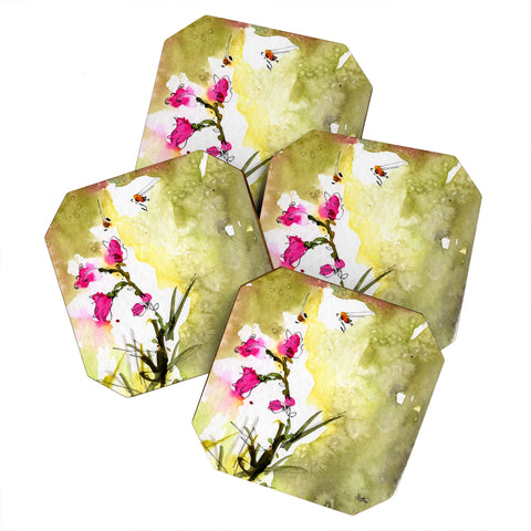 Ginette Fine Art Pink Lavatera 1 Coaster Set