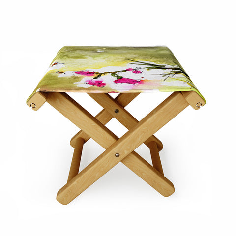 Ginette Fine Art Pink Lavatera 1 Folding Stool