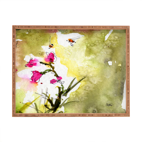 Ginette Fine Art Pink Lavatera 1 Rectangular Tray
