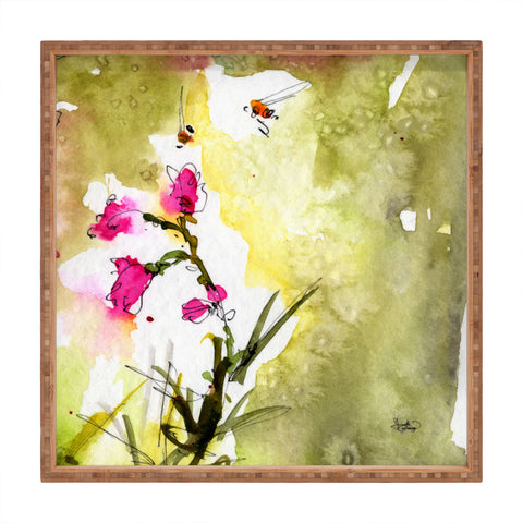 Ginette Fine Art Pink Lavatera 1 Square Tray