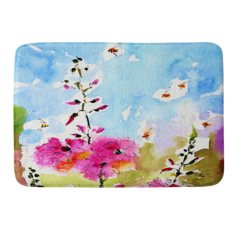 Ginette Fine Art Pink Lavatera 3 Memory Foam Bath Mat