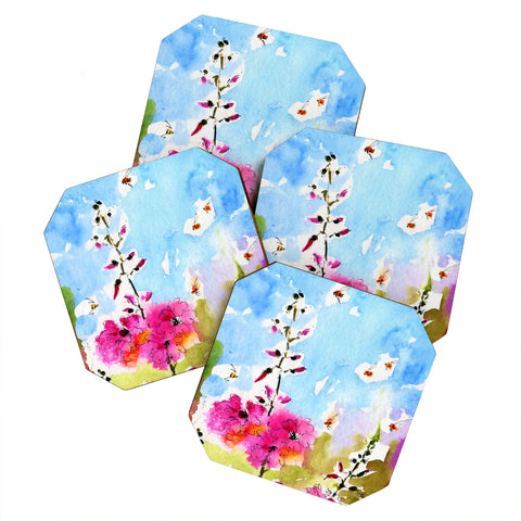 Ginette Fine Art Pink Lavatera 3 Coaster Set
