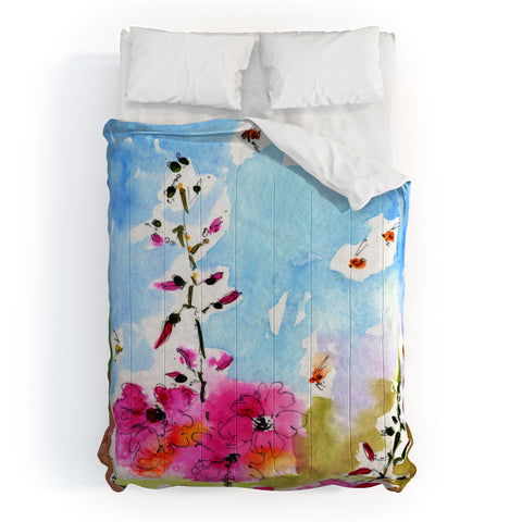 Ginette Fine Art Pink Lavatera 3 Comforter