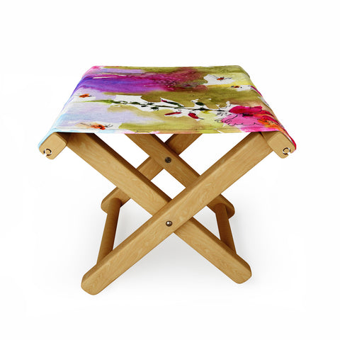 Ginette Fine Art Pink Lavatera 4 Folding Stool