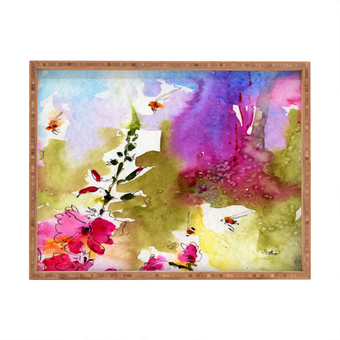 Ginette Fine Art Pink Lavatera 4 Rectangular Tray