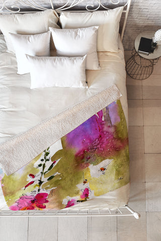 Ginette Fine Art Pink Lavatera 4 Fleece Throw Blanket