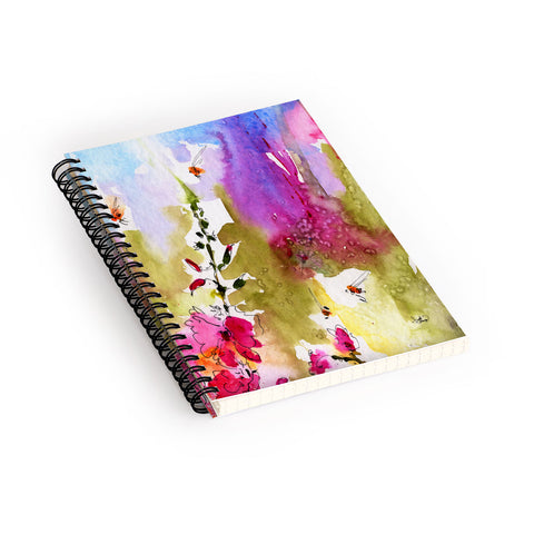 Ginette Fine Art Pink Lavatera 4 Spiral Notebook