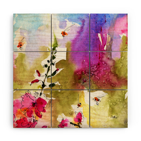 Ginette Fine Art Pink Lavatera 4 Wood Wall Mural