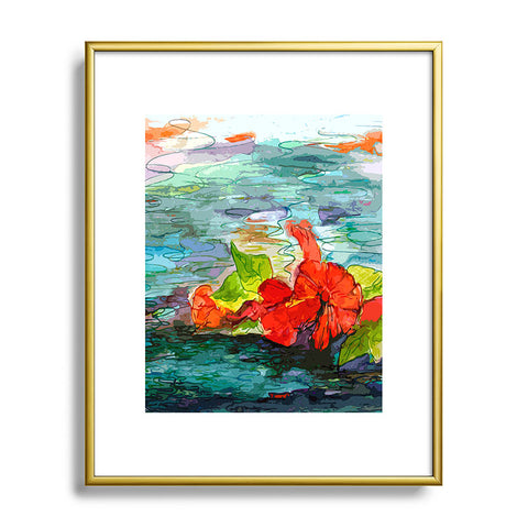 Ginette Fine Art Pool Flowers Metal Framed Art Print