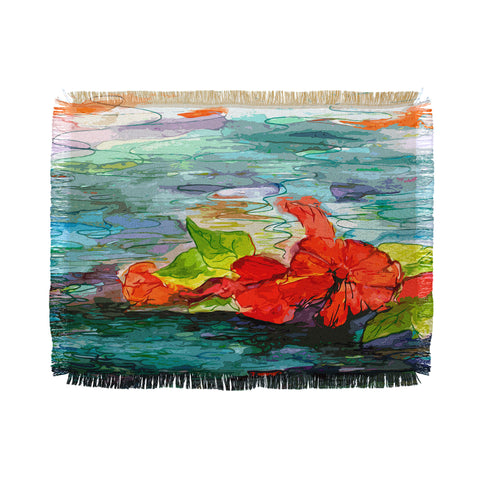 Ginette Fine Art Pool Flowers Throw Blanket