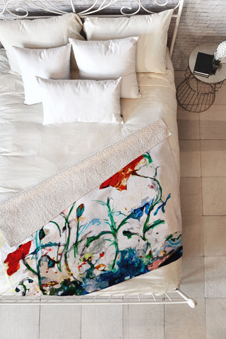 Ginette Fine Art Poppies In Light Fleece Throw Blanket