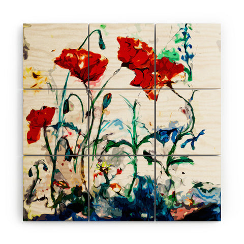 Ginette Fine Art Poppies In Light Wood Wall Mural
