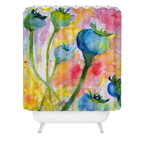 Ginette Fine Art Poppy Pods Shower Curtain