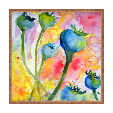 Ginette Fine Art Poppy Pods Square Tray