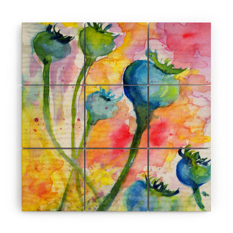 Ginette Fine Art Poppy Pods Wood Wall Mural