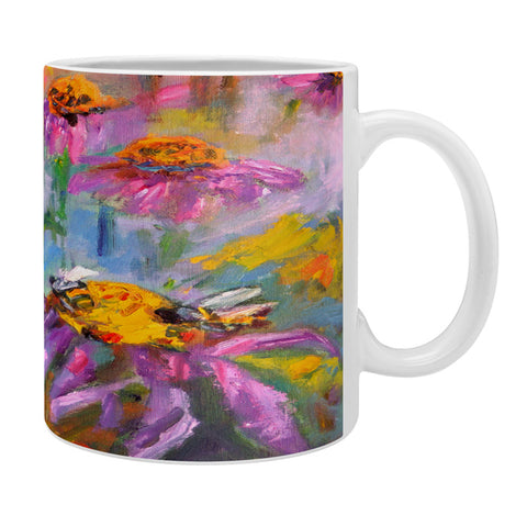 Ginette Fine Art Purple Coneflowers And Bees Coffee Mug