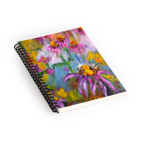 Ginette Fine Art Purple Coneflowers And Bees Spiral Notebook