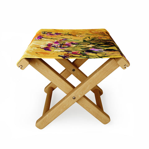 Ginette Fine Art Purple Coneflowers And Butterflies Folding Stool