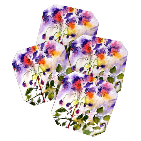 Ginette Fine Art Purple Potato Blossoms Coaster Set