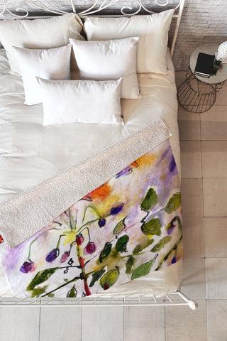 Ginette Fine Art Purple Potato Blossoms Fleece Throw Blanket