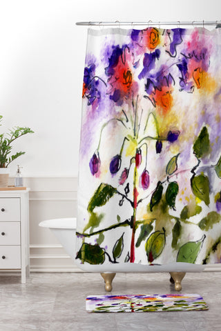 Ginette Fine Art Purple Potato Blossoms Shower Curtain And Mat