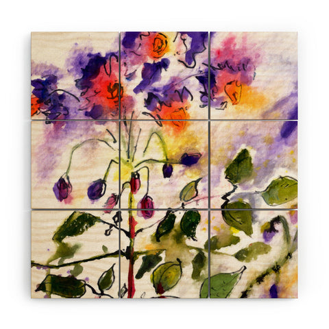 Ginette Fine Art Purple Potato Blossoms Wood Wall Mural