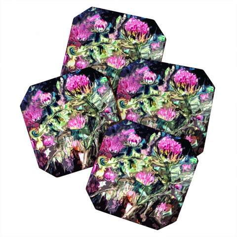 Ginette Fine Art Purple Thistles Coaster Set