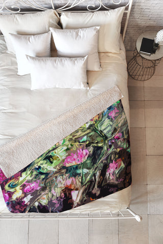 Ginette Fine Art Purple Thistles Fleece Throw Blanket