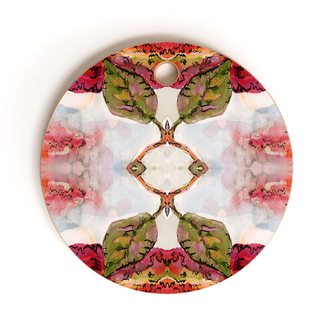 Ginette Fine Art Red Amaranth Modern Botanical Pattern Cutting Board Round