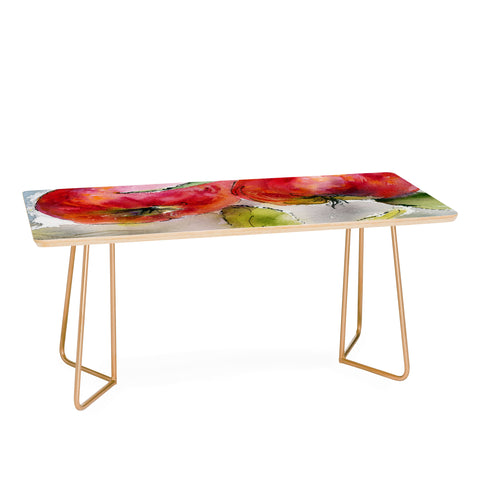Ginette Fine Art Red Apples Watercolors Coffee Table