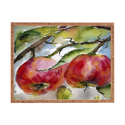 Ginette Fine Art Red Apples Watercolors Rectangular Tray