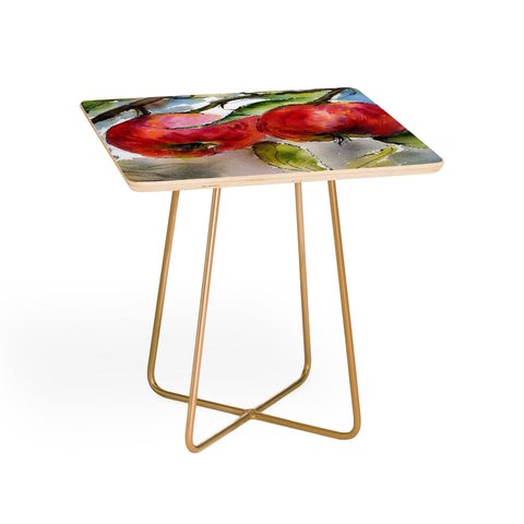 Ginette Fine Art Red Apples Watercolors Side Table