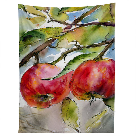 Ginette Fine Art Red Apples Watercolors Tapestry