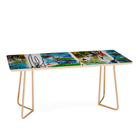Ginette Fine Art Red Crowned Cranes Coffee Table