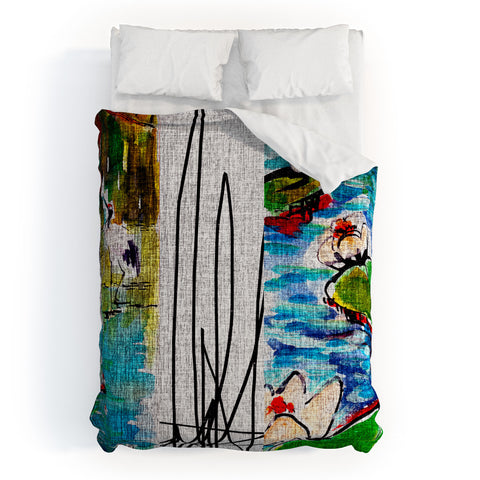 Ginette Fine Art Red Crowned Cranes Duvet Cover