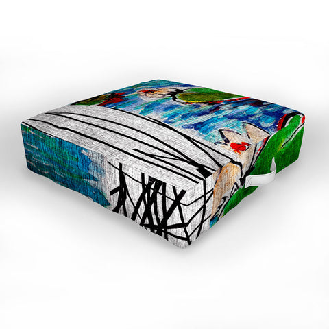 Ginette Fine Art Red Crowned Cranes Outdoor Floor Cushion