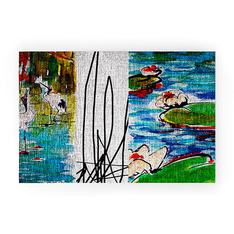 Ginette Fine Art Red Crowned Cranes Welcome Mat