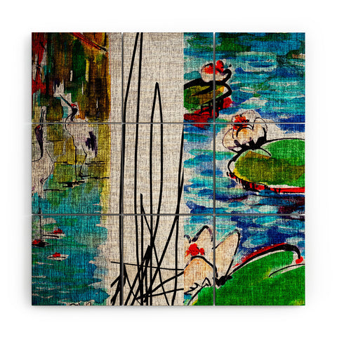 Ginette Fine Art Red Crowned Cranes Wood Wall Mural