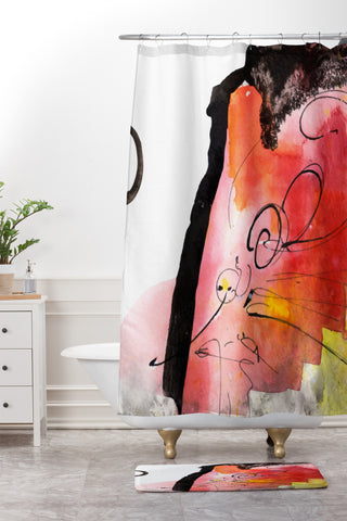 Ginette Fine Art Red Magic Shower Curtain And Mat