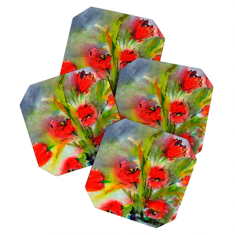 Ginette Fine Art Red Tulips 1 Coaster Set