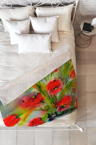 Ginette Fine Art Red Tulips 1 Fleece Throw Blanket