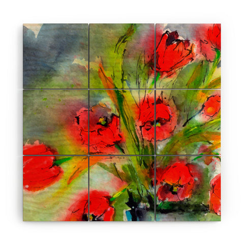 Ginette Fine Art Red Tulips 1 Wood Wall Mural