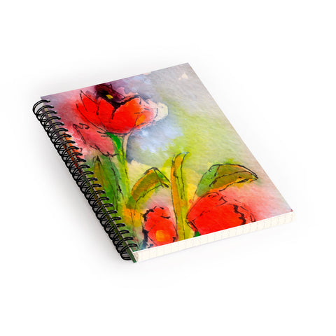 Ginette Fine Art Red Tulips 3 Spiral Notebook