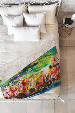 Ginette Fine Art Riomaggiore Italy Fleece Throw Blanket