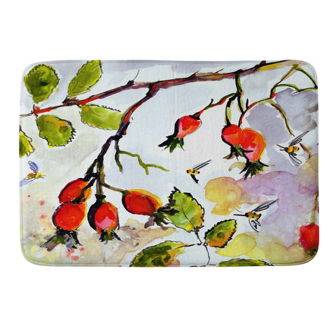 Ginette Fine Art Rose Hips and Bees Memory Foam Bath Mat