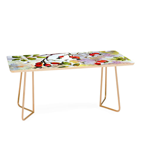 Ginette Fine Art Rose Hips and Bees Coffee Table